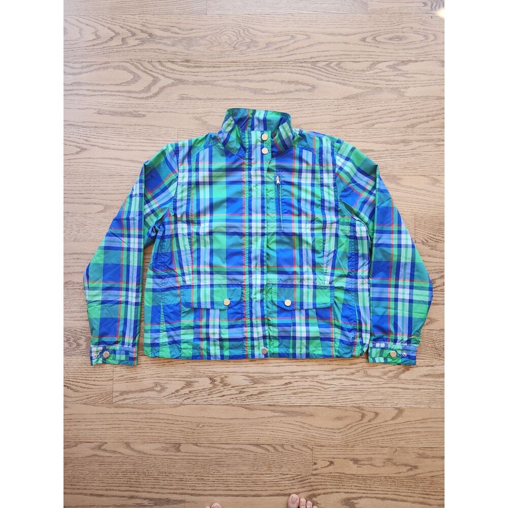 LAUREN ACTIVE by Ralph Lauren Womens XL Green Plaid Windbreaker Jacket EUC